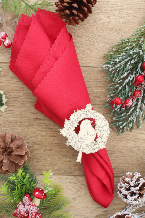Robin Christmas Napkin Rings - Set of 6