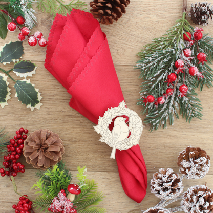 Robin Christmas Napkin Rings - Set of 6