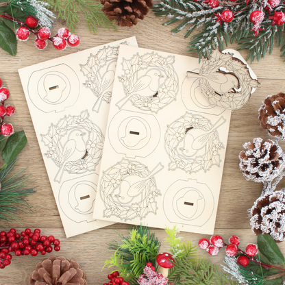 Robin Christmas Napkin Rings - Set of 6