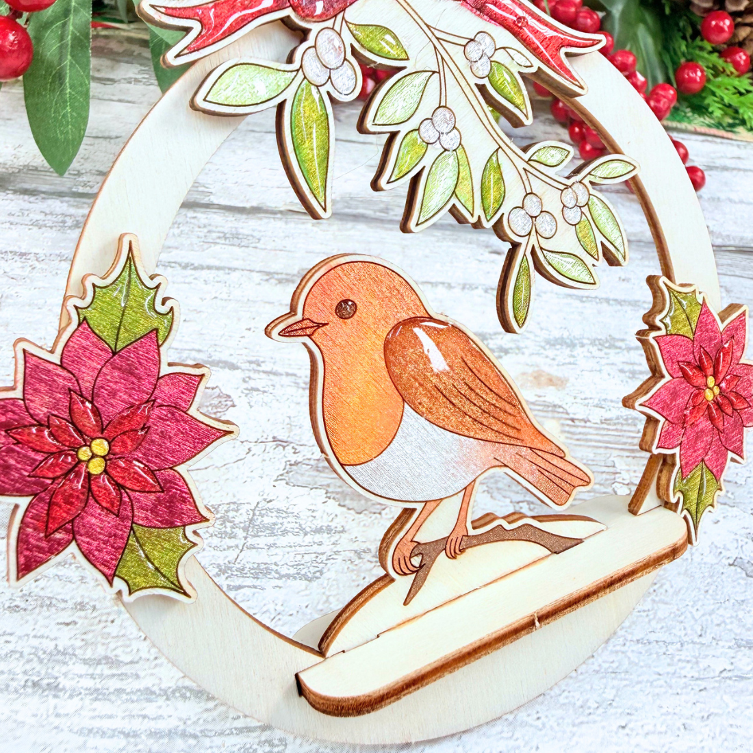 Robin & Mistletoe 3D Tree Ornament