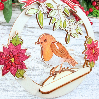 Robin & Mistletoe 3D Tree Ornament