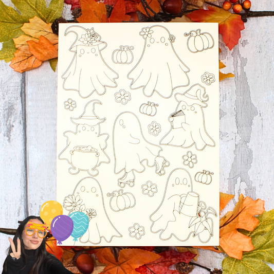 Spooky Cute Ghosts – A5 Sheet