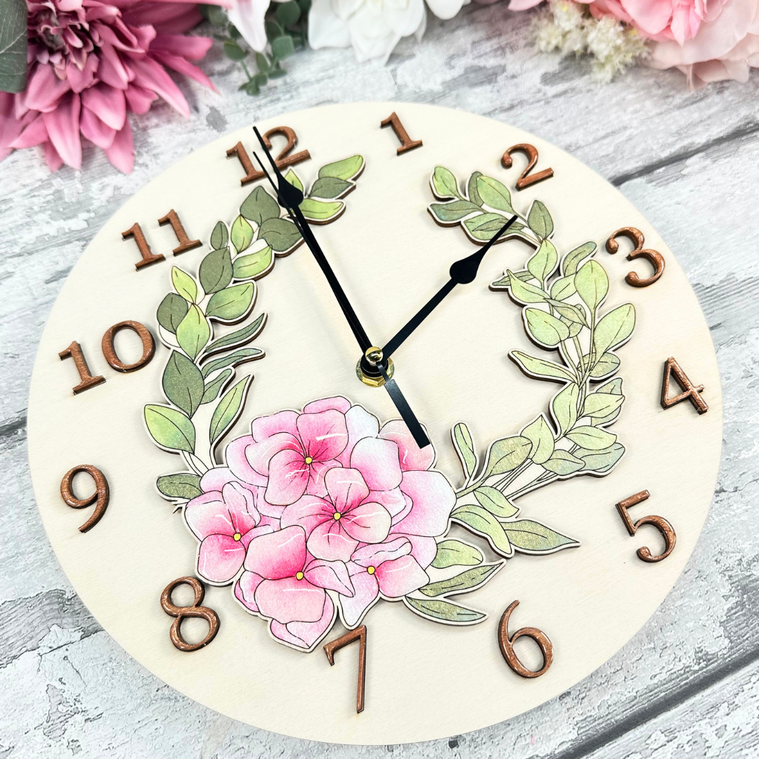 Hydrangea Clock Set - Clock included