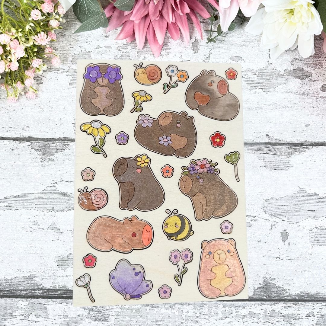 Summer Cappys Wooden Colouring Sheet