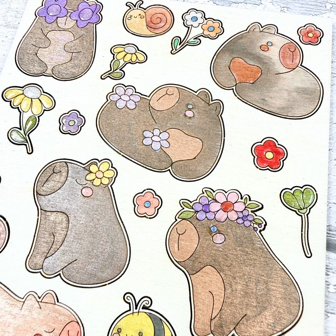 Summer Cappys Wooden Colouring Sheet