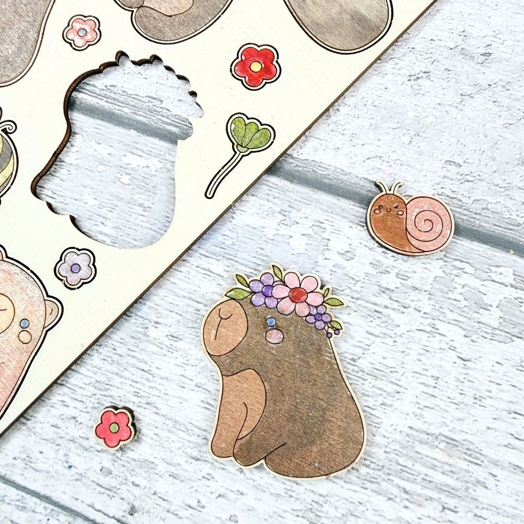 Summer Cappys Wooden Colouring Sheet