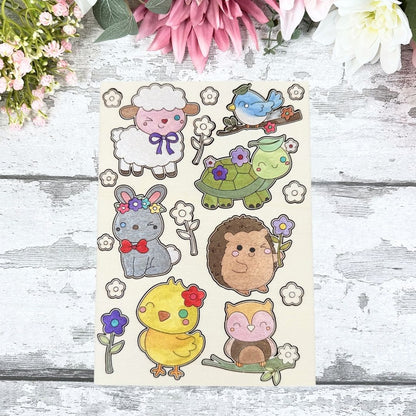Summer Cutesy Animals Wooden Colouring Sheet