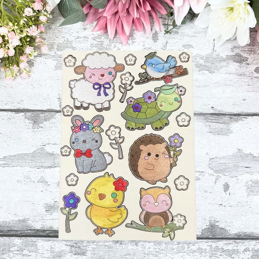 Summer Cutesy Animals Wooden Colouring Sheet