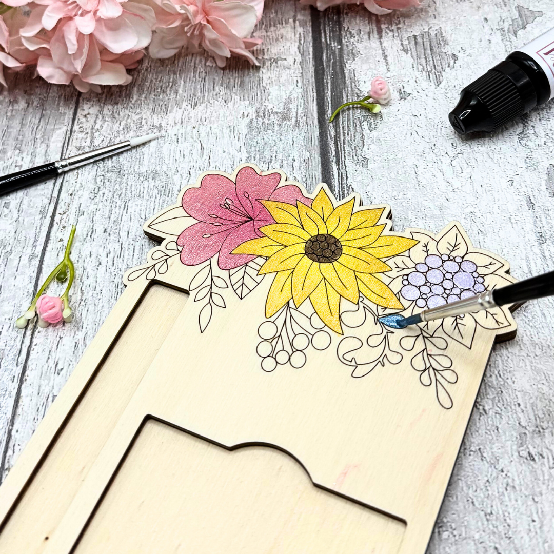 Sunflower Bloom Personalised Notepad Holder – Paintable Wooden Desk Accessory