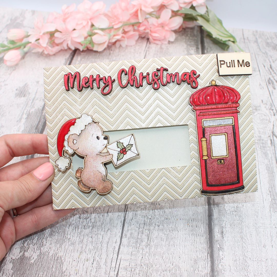 Postbox Teddy Slider Card Template Kit