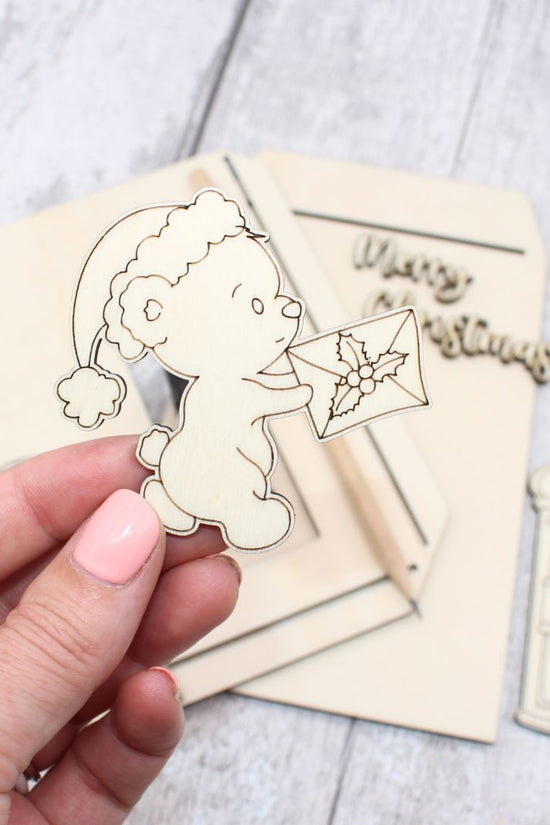 Postbox Teddy Slider Card Template Kit