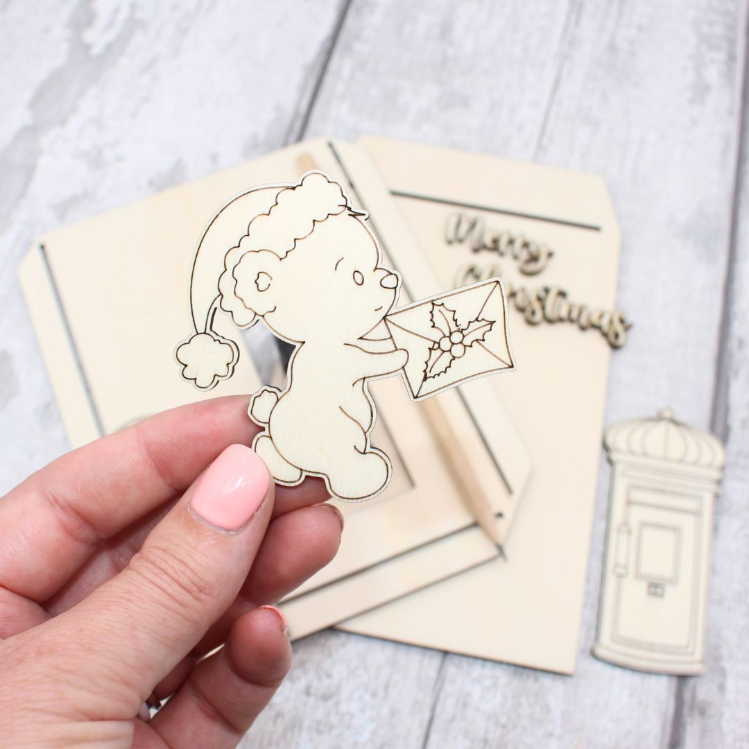 Postbox Teddy Slider Card Template Kit