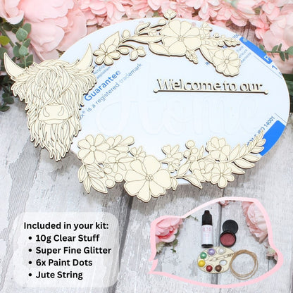 Welcome Home Sign - Highland Cow Craft Kit