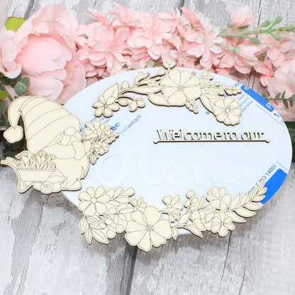Welcome Home Sign - Gnome - Wooden Elements