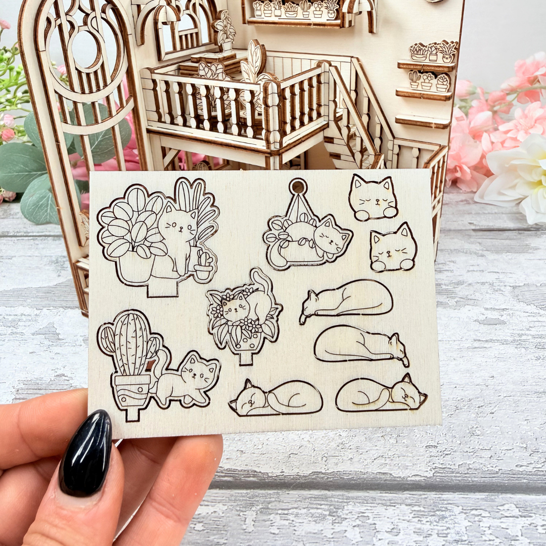 Miniature Green Room Book Nook Kitties Add-On Set