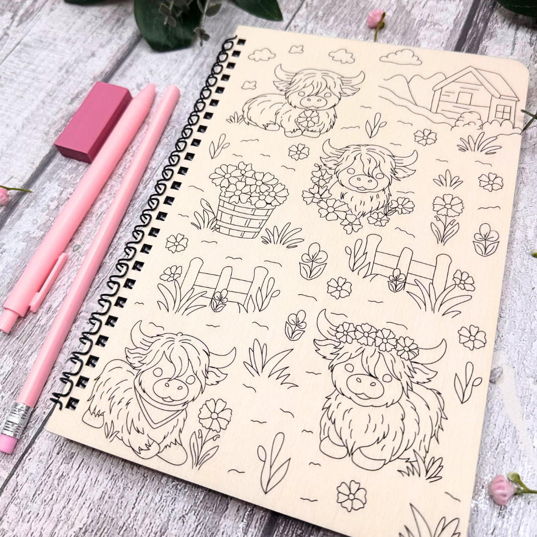 Highland Calm A5 Notebook – Wooden Cover