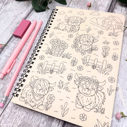 Highland Calm A5 Notebook – Wooden Cover