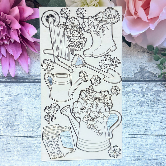 Garden Bloom Mini Craft Sheet – Floral Gardening Wooden Elements