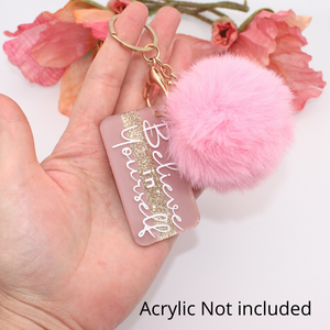 Pink Pom Pom with Gold Claw Clasp